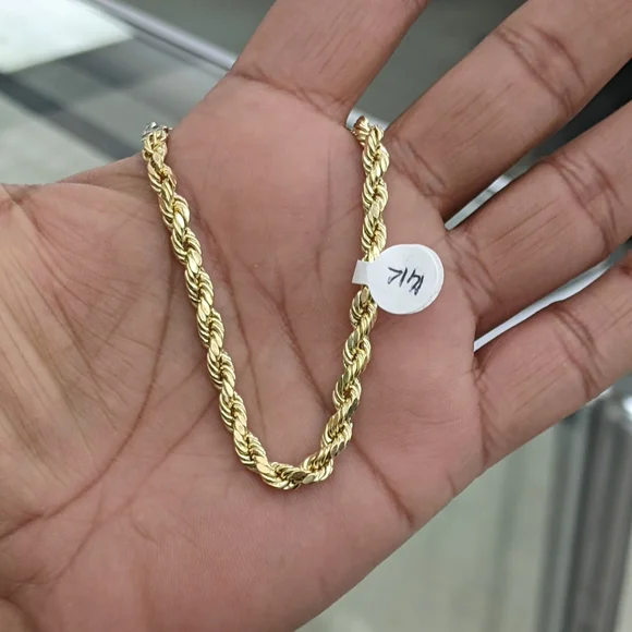 14kt Real Gold Rope Bracelet 5mm 8 Inch - Picture 6 of 9